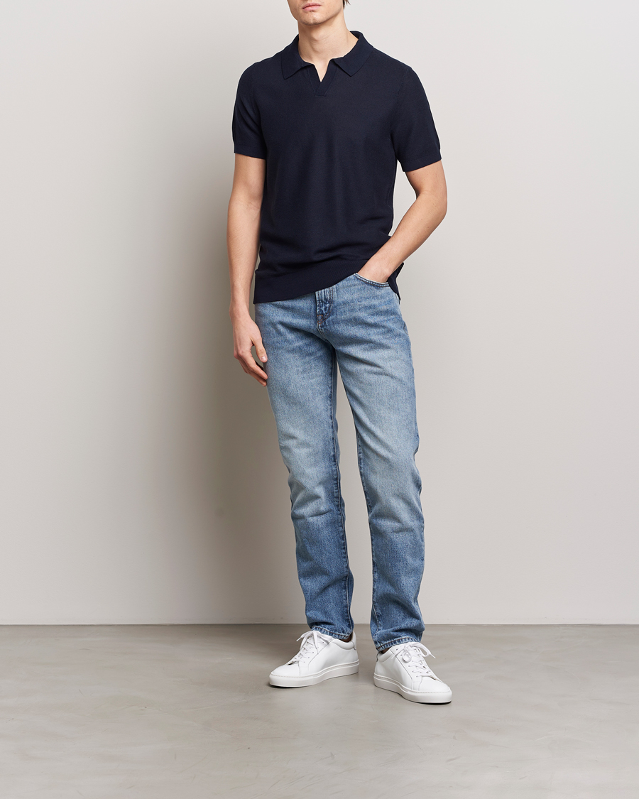 Men | Polo Shirts | BOSS BLACK | Tempio Open Collar Polo Dark Blue