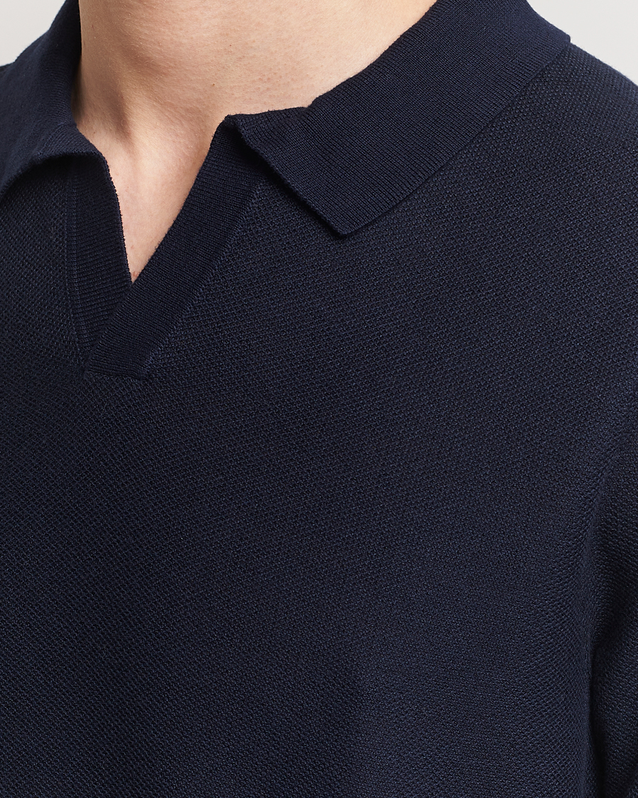 Men | Polo Shirts | BOSS BLACK | Tempio Open Collar Polo Dark Blue