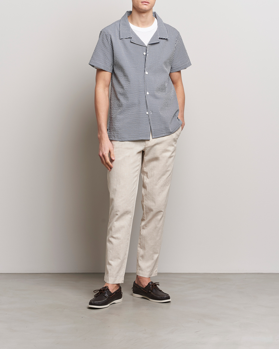 Men | Shirts | BOSS BLACK | Short Sleeve Open Collar Shirt Navy
