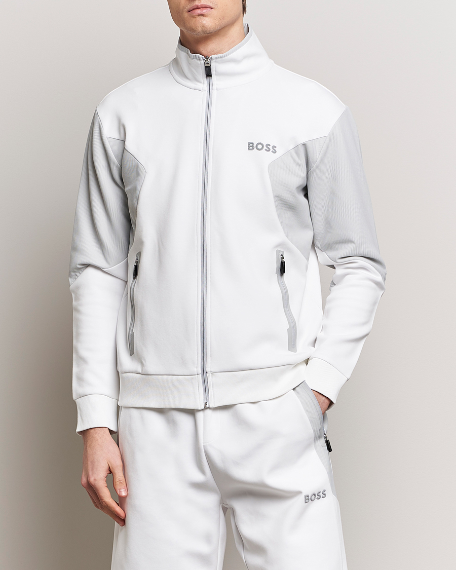 Men | Sweaters & Knitwear | BOSS GREEN | Skaz Full Zip Hoodie White