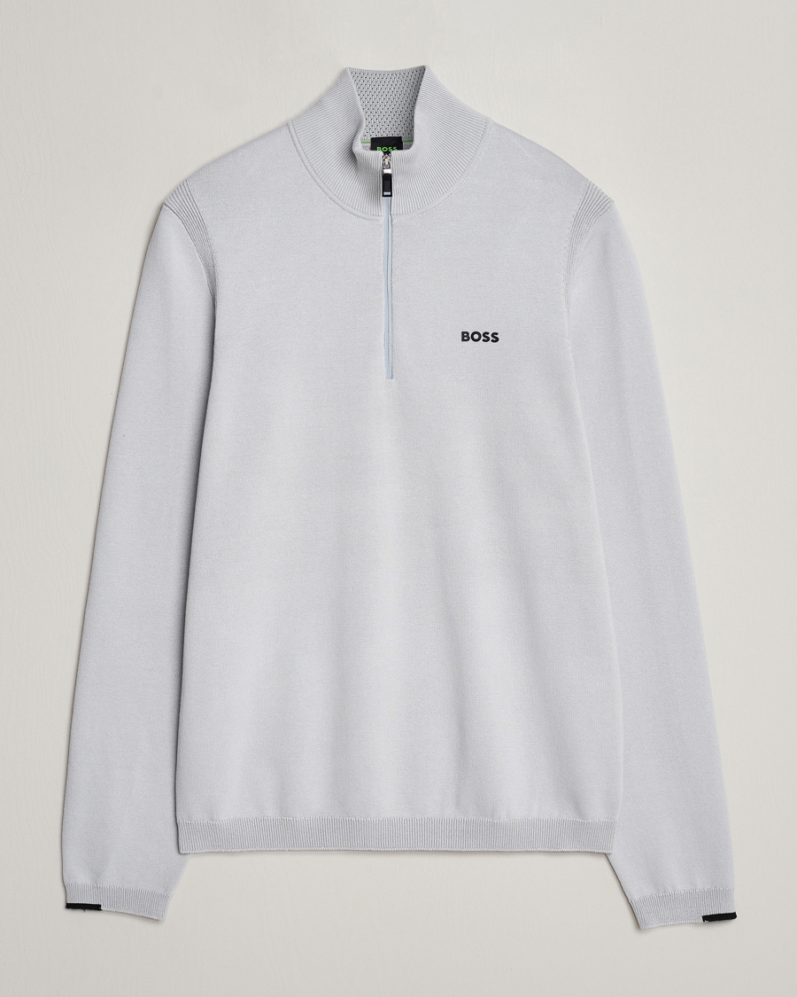 Men | Sweaters & Knitwear | BOSS GREEN | Ever Knitted Half Zip Light Grey