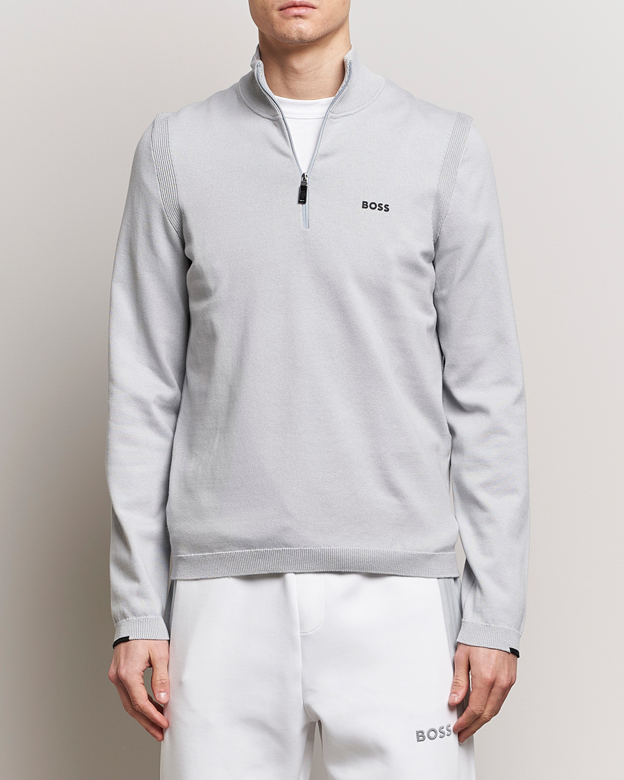 Men | Sweaters & Knitwear | BOSS GREEN | Ever Knitted Half Zip Light Grey