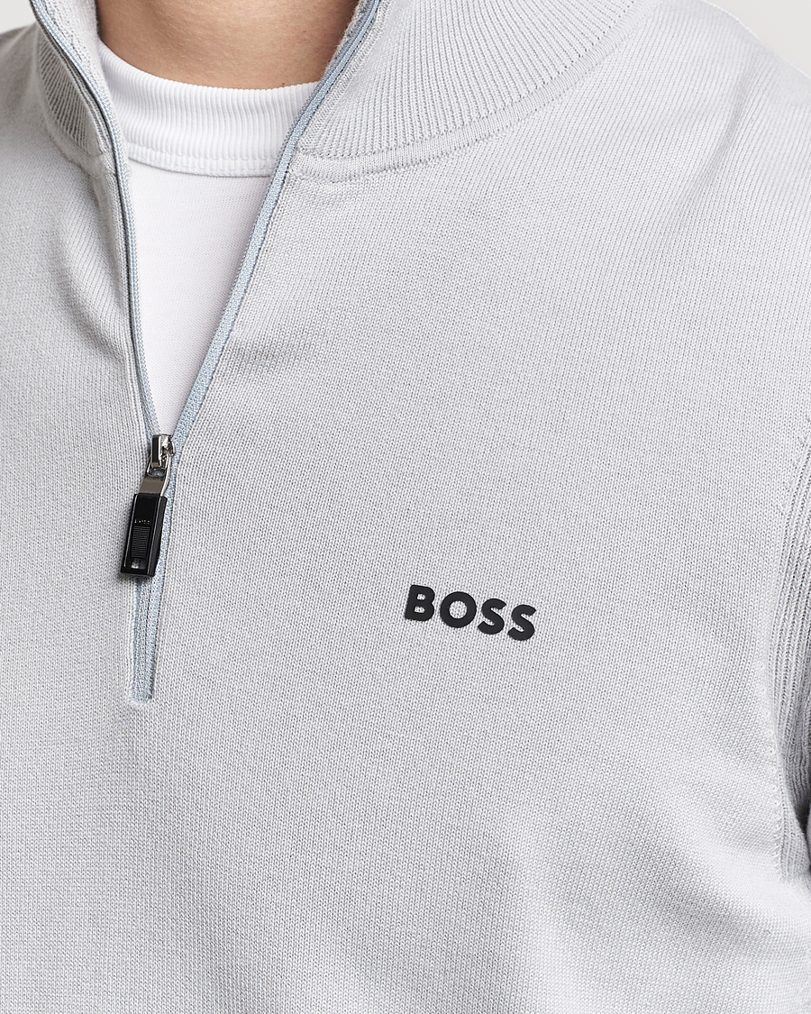 Men | Sweaters & Knitwear | BOSS GREEN | Ever Knitted Half Zip Light Grey