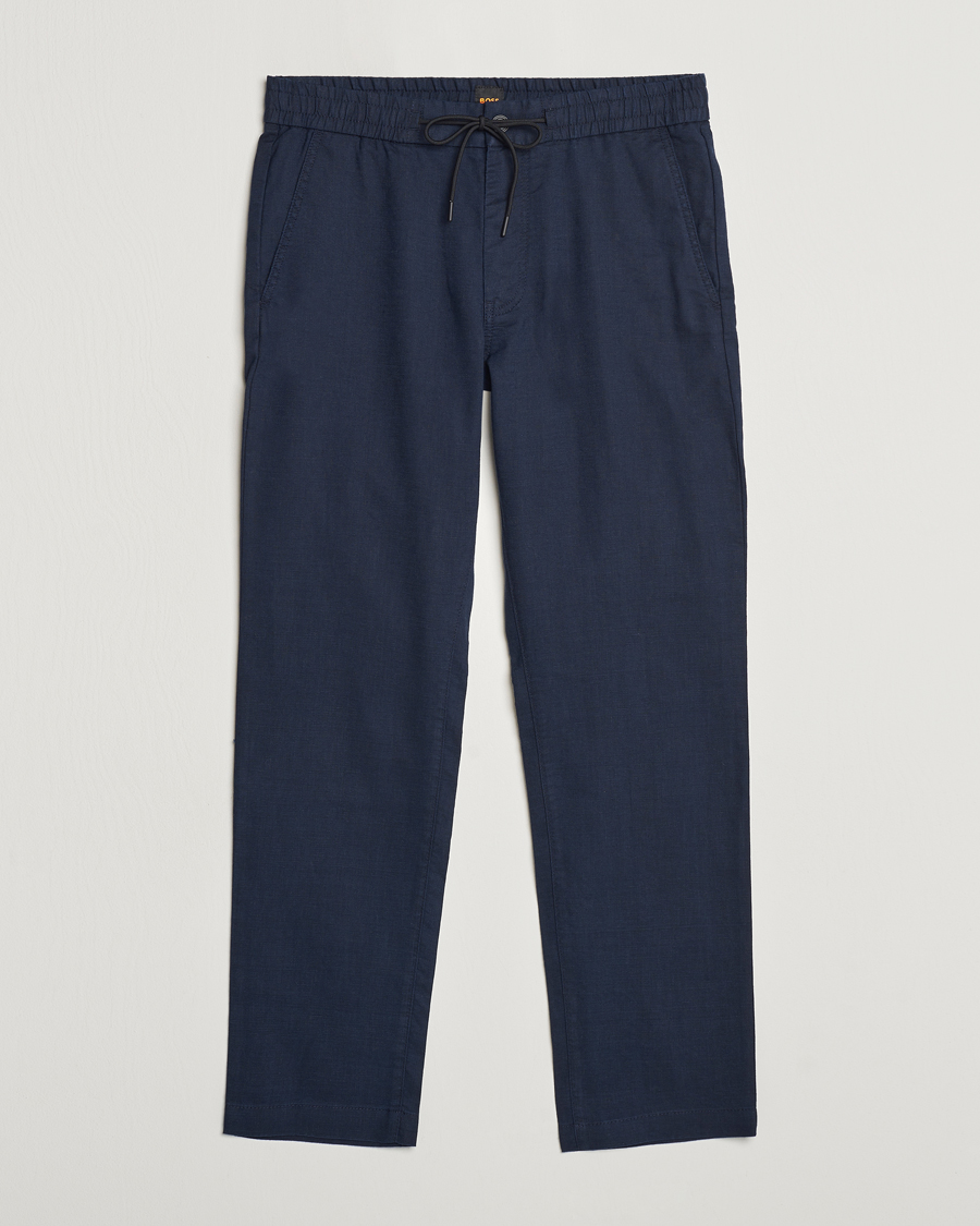 Men | Trousers | BOSS ORANGE | Sanderson Linen Pants Dark Blue