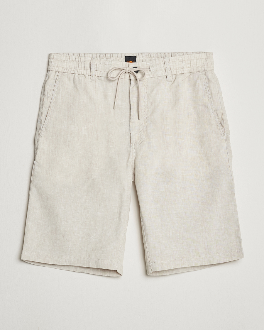 Men | Shorts | BOSS ORANGE | Tapered Chino Drawstring Shorts Light Beige