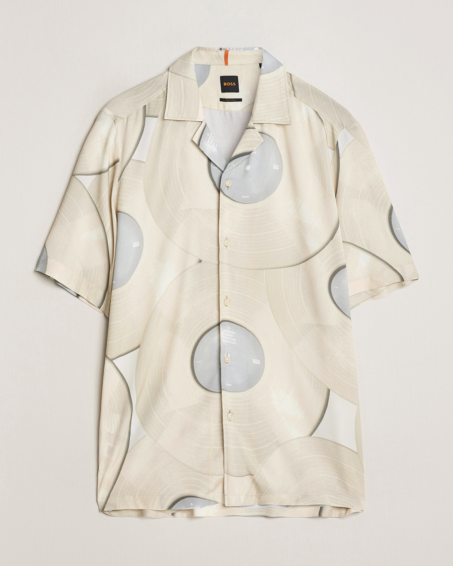 Men | Shirts | BOSS ORANGE | Rayer Short Sleeve Printed Shirt Light Beige