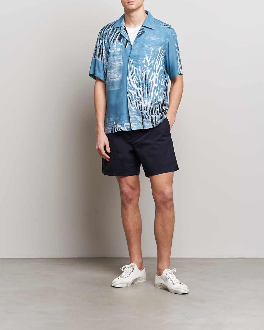 Men | Shirts | BOSS ORANGE | Rayer Short Sleeve Printed Shirt Open Blue