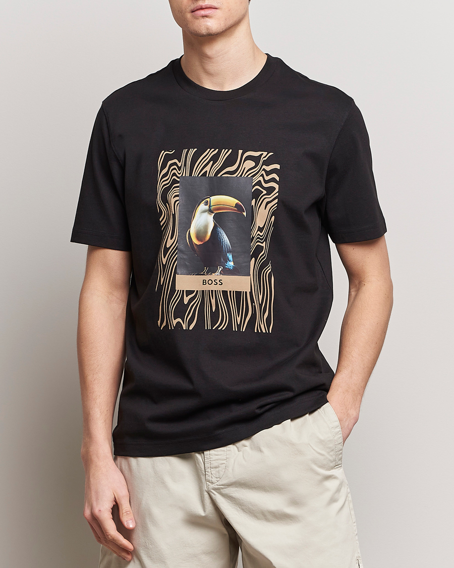 Men | T-Shirts | BOSS ORANGE | Tucan Printed Crew Neck T-Shirt Black
