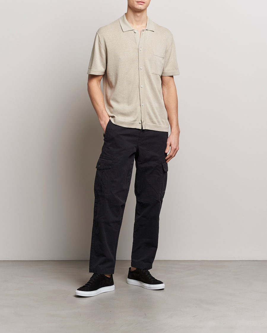 Men | Shirts | BOSS ORANGE | Kamiccio Knitted Short Sleeve Shirt Light Beige