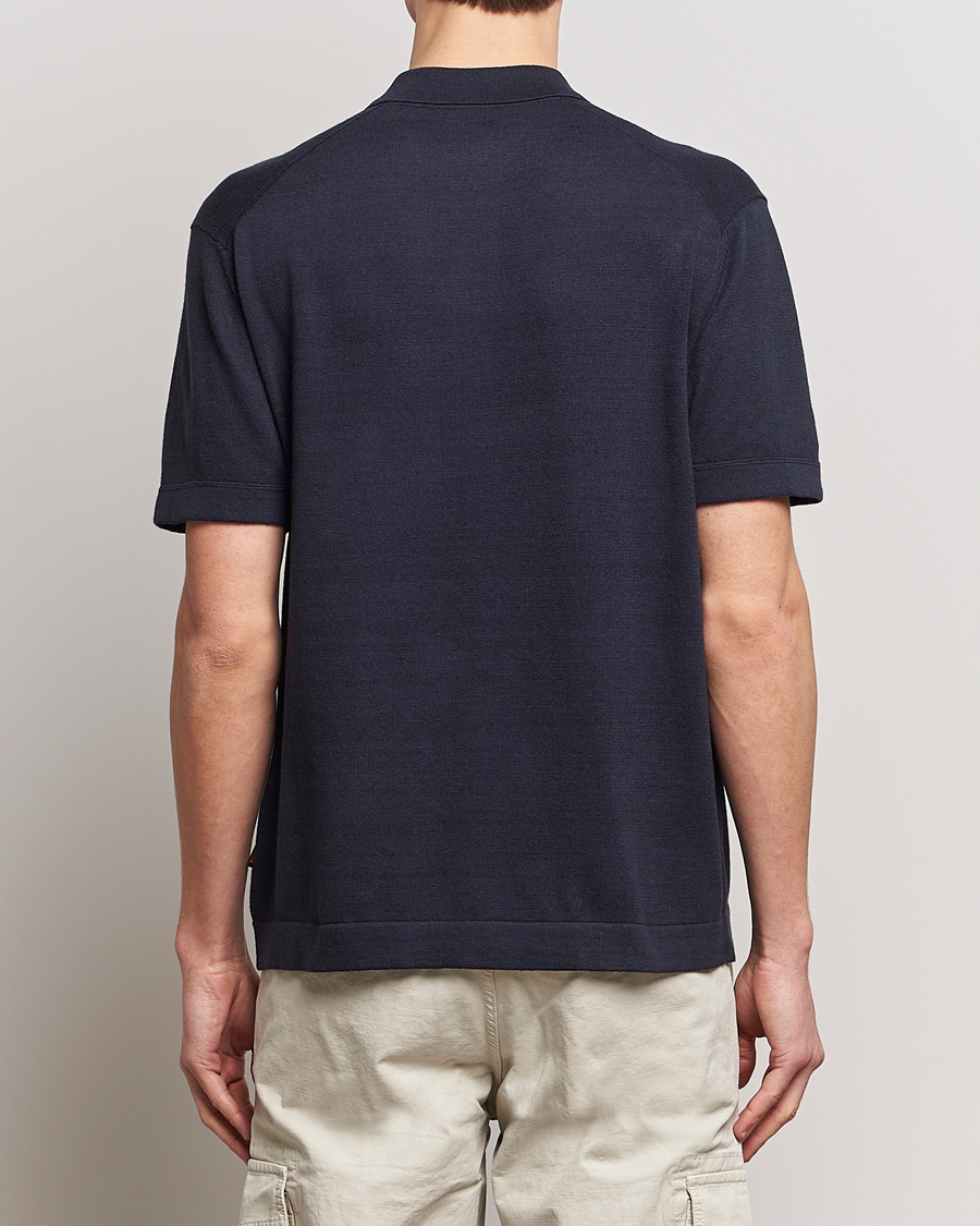 Men | Shirts | BOSS ORANGE | Kamiccio Knitted Short Sleeve Shirt Dark Blue