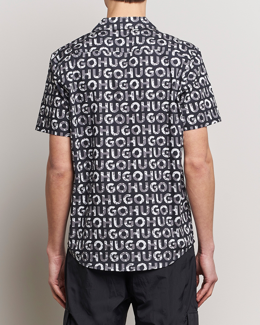 Men | Shirts | HUGO | Ellino Short Sleeve Cotton Shirt Black/White