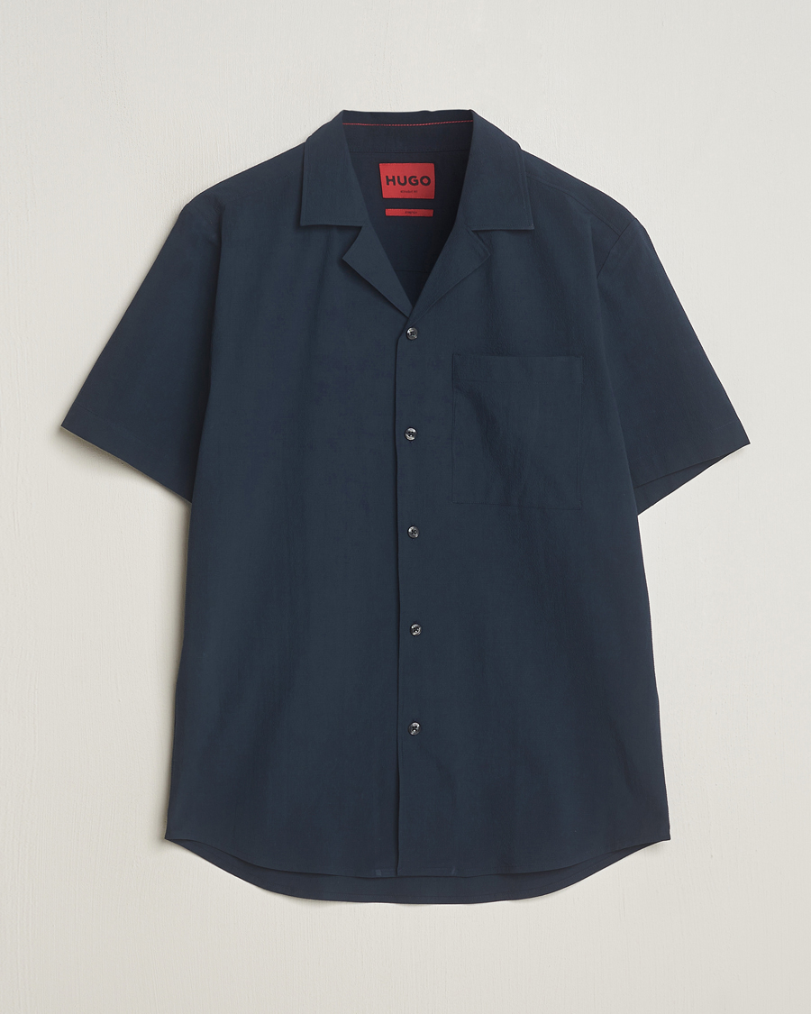 Men | Shirts | HUGO | Ellino Short Sleeve Shirt Dark Blue