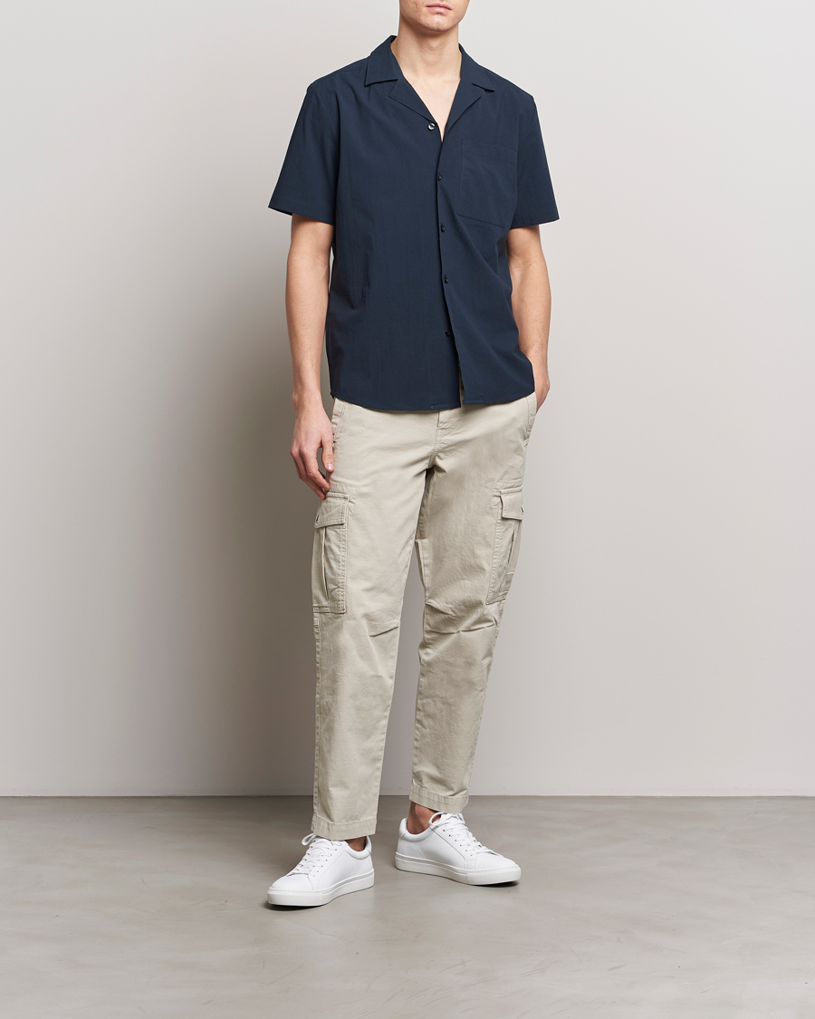 Men | Shirts | HUGO | Ellino Short Sleeve Shirt Dark Blue