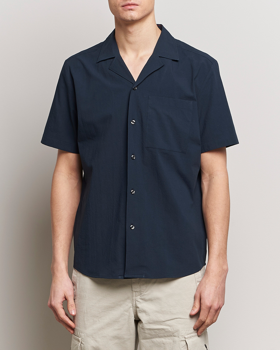 Men | Shirts | HUGO | Ellino Short Sleeve Shirt Dark Blue