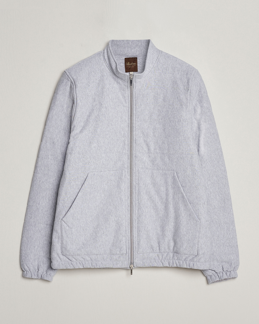 Men | Sweaters & Knitwear | Stenströms | Cotton Collage Zip Jacket Grey