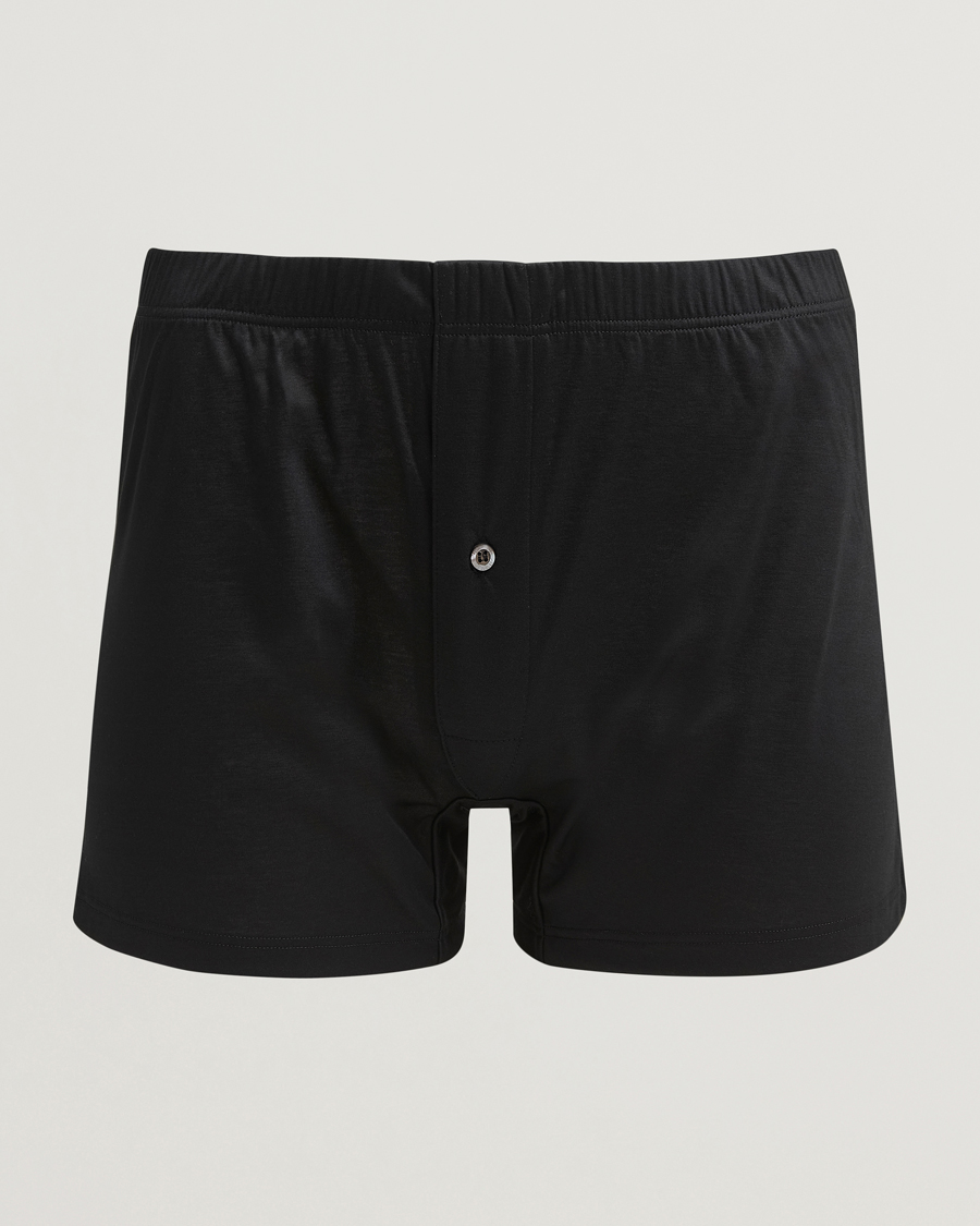 Men | Underwear & Socks | Zimmerli of Switzerland | Sea island Cotton Boxer Shorts Black