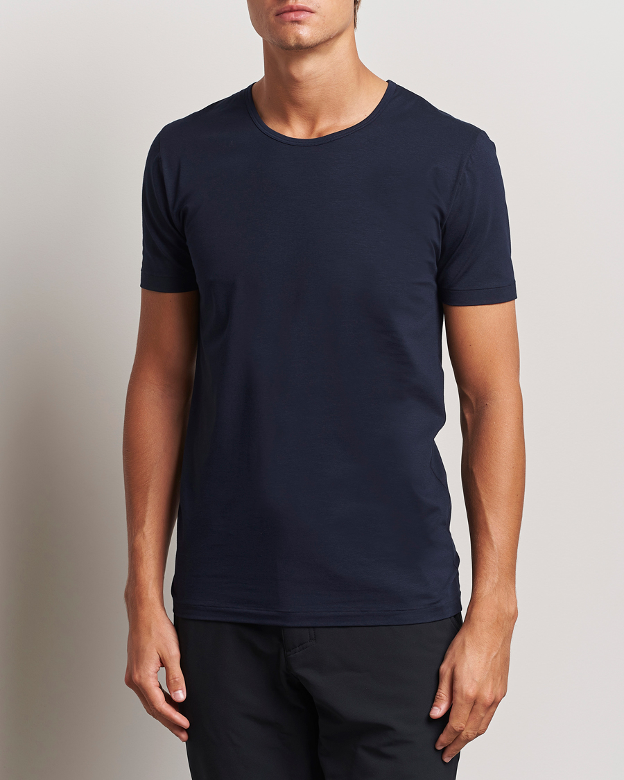 Men | T-Shirts | Zimmerli of Switzerland | Pure Comfort Crew Neck T-shirt Navy