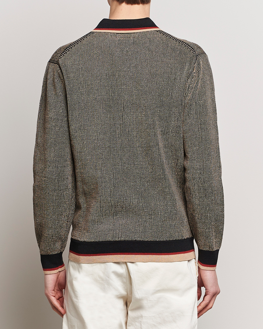 Men | Sweaters & Knitwear | BEAMS PLUS | Slab Knit Long Sleeve Polo Black