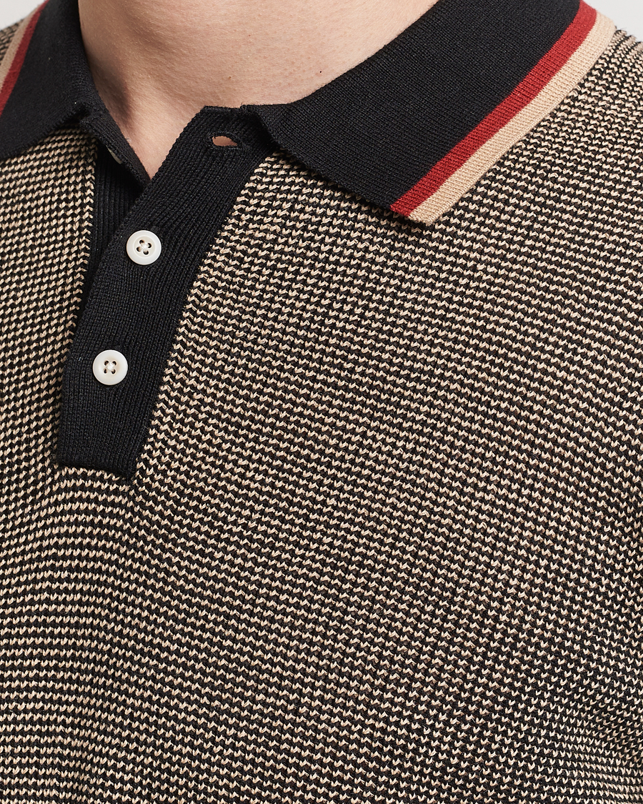 Men | Sweaters & Knitwear | BEAMS PLUS | Slab Knit Long Sleeve Polo Black