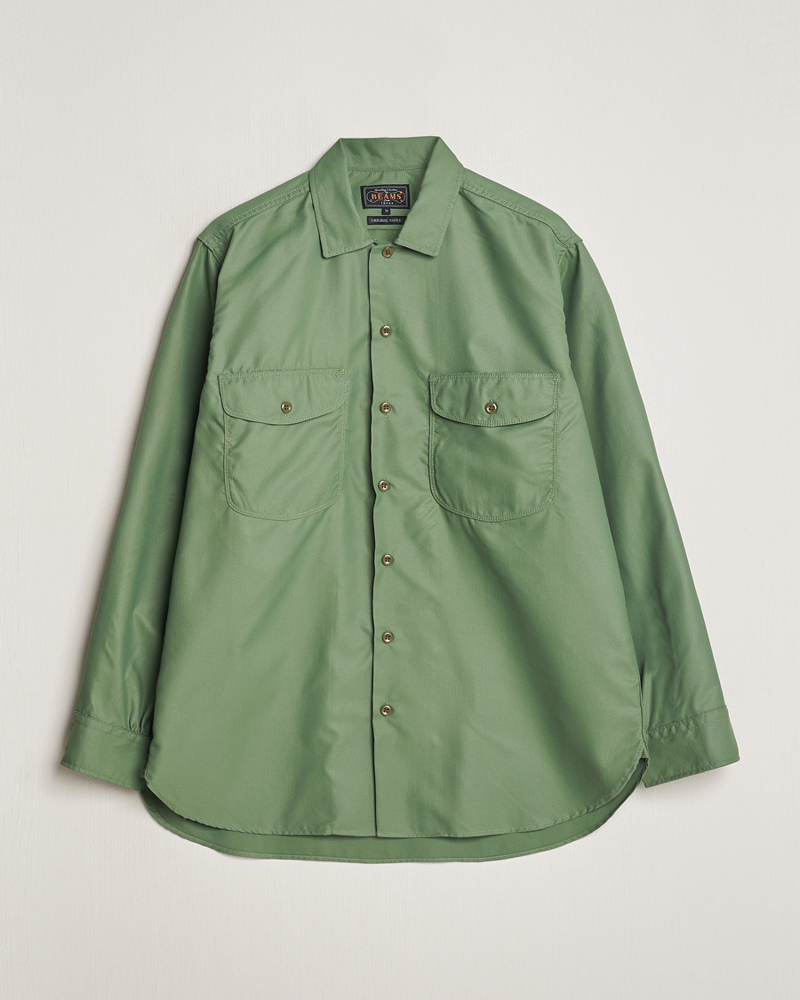 Men | Shirts | BEAMS PLUS | Work Micro Nylon Overshirt Olive