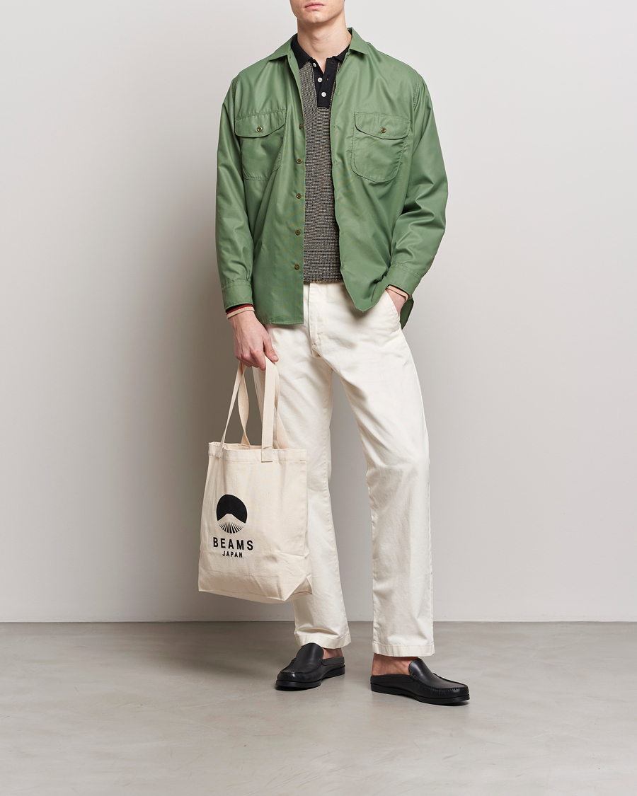 Men | Shirts | BEAMS PLUS | Work Micro Nylon Overshirt Olive