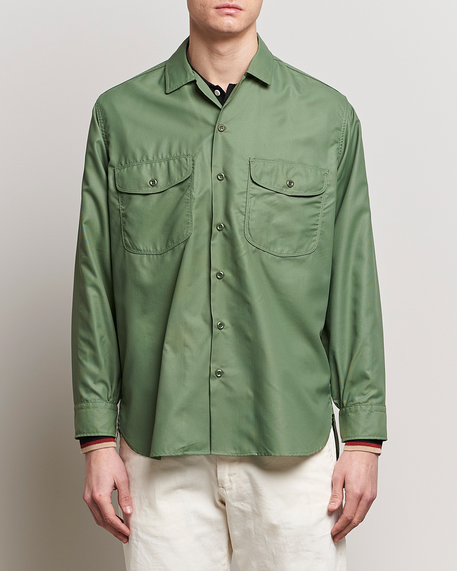Men | Shirts | BEAMS PLUS | Work Micro Nylon Overshirt Olive