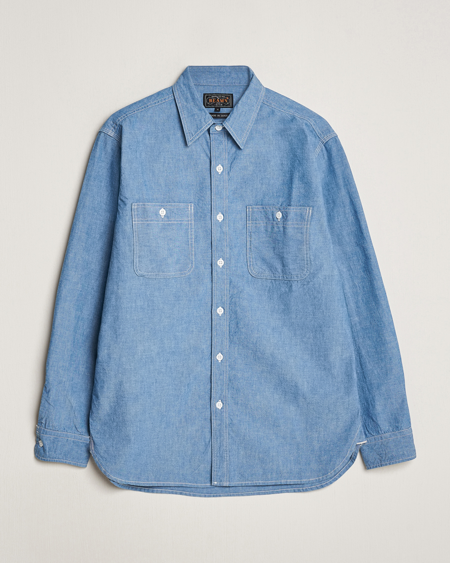 Men | Shirts | BEAMS PLUS | Work Chambray Overshirt Light Blue