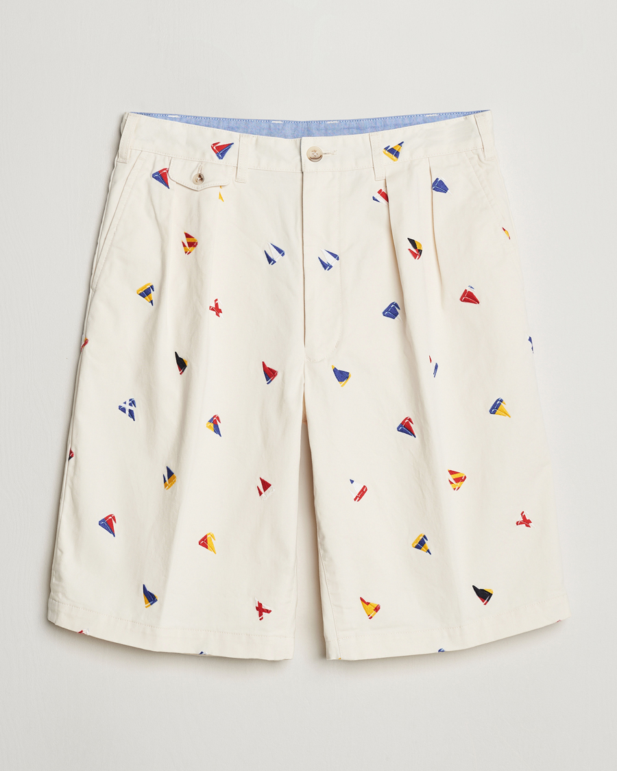 Men | Shorts | BEAMS PLUS | Embroidered Shorts White