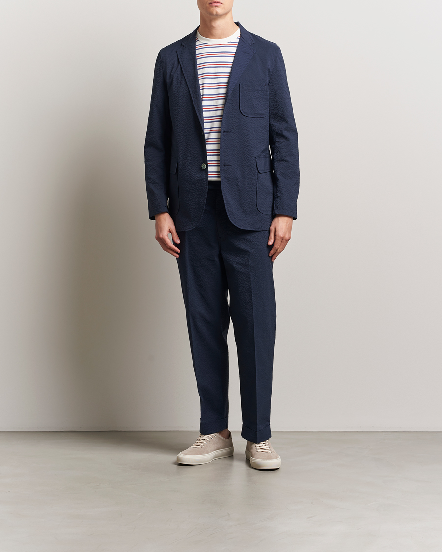 Men | Trousers | BEAMS PLUS | Seersucker Ivy Trousers Navy