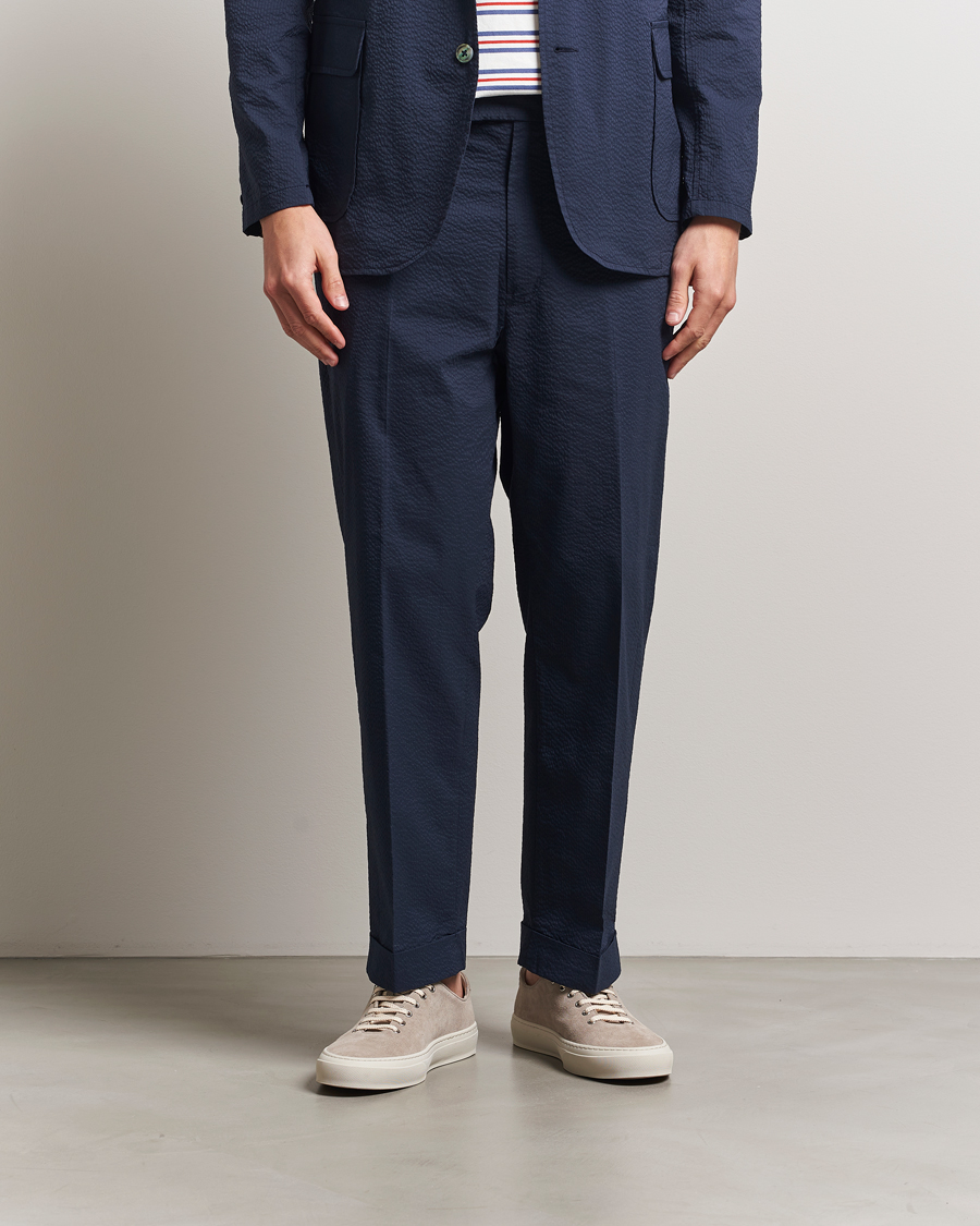 Men | Trousers | BEAMS PLUS | Seersucker Ivy Trousers Navy