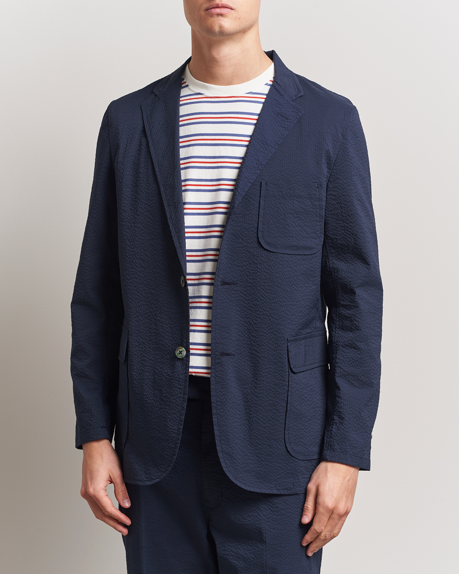 Men | Blazers | BEAMS PLUS | Seersucker Blazer Navy