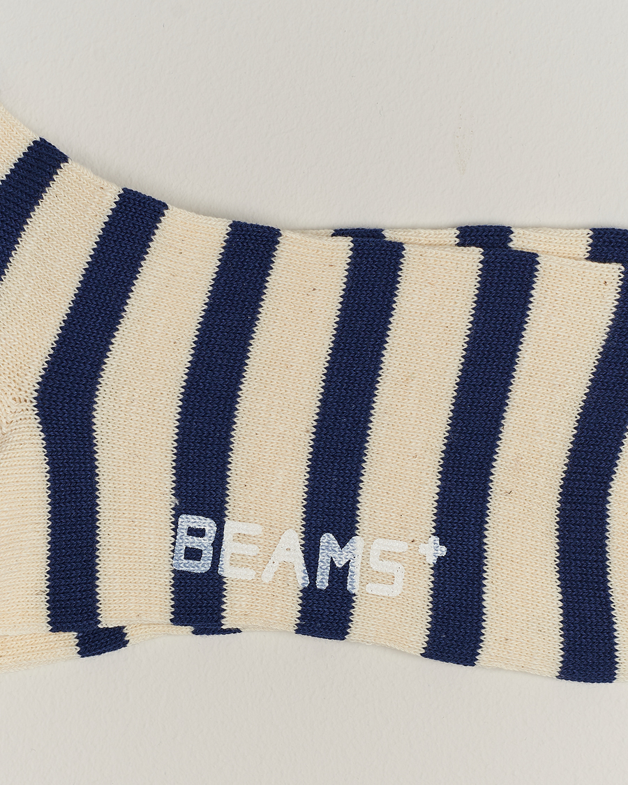 Men | Underwear & Socks | BEAMS PLUS | 2 Tone Stripe Socks White/Navy