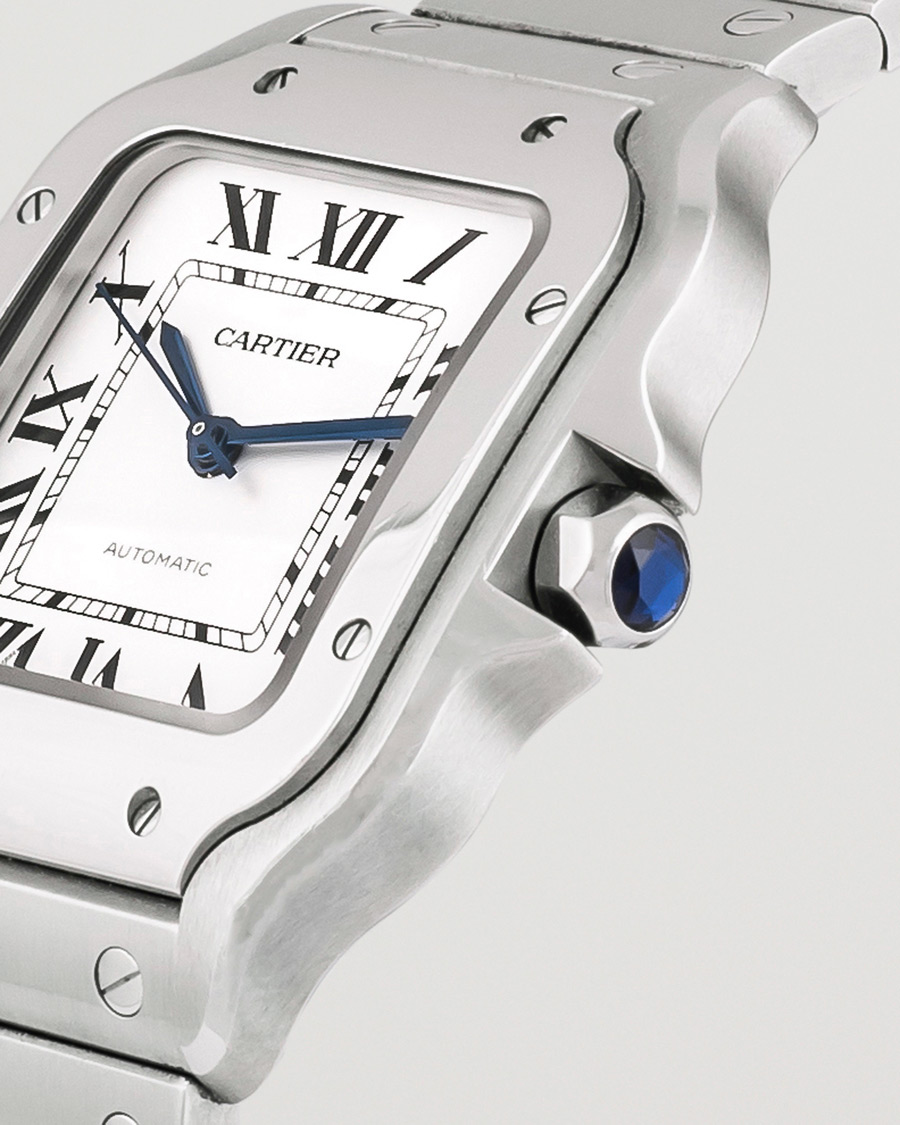 Men | Cartier Pre-Owned Santos De Cartier Steel WSSA0029 Silver | Cartier Pre-Owned | Santos De Cartier Steel WSSA0029 Silver