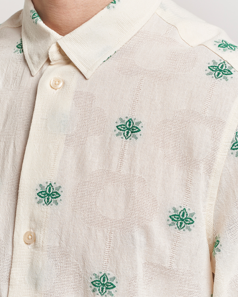 Men | Shirts | LES DEUX | Ira Short Sleeve Embroidery Cotton Shirt Ivory