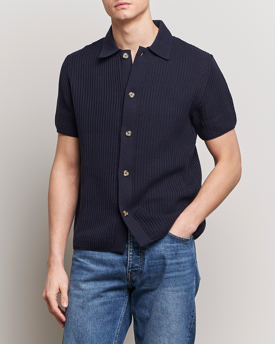 Men | Shirts | LES DEUX | Gustavo Knitted Shirt Dark Navy