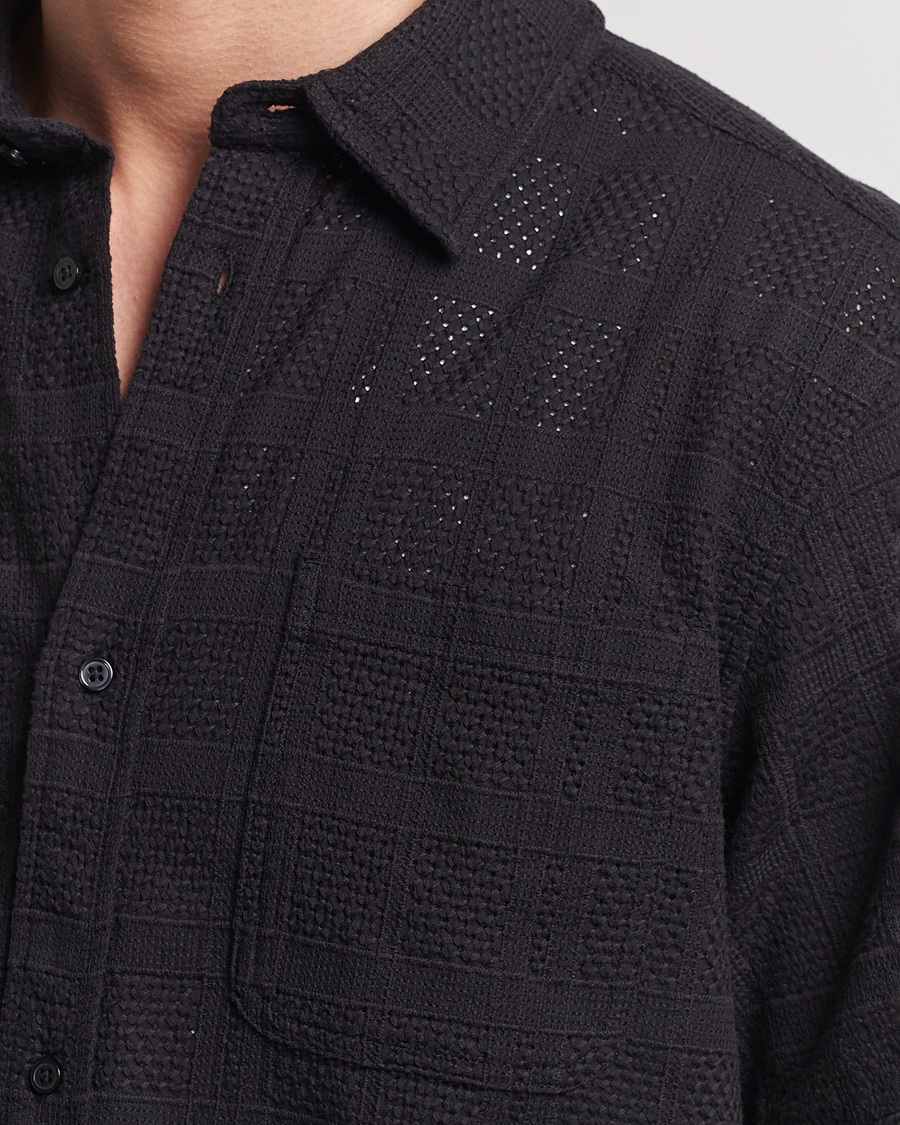 Men | Shirts | LES DEUX | Charlie Short Sleeve Knitted Shirt Black