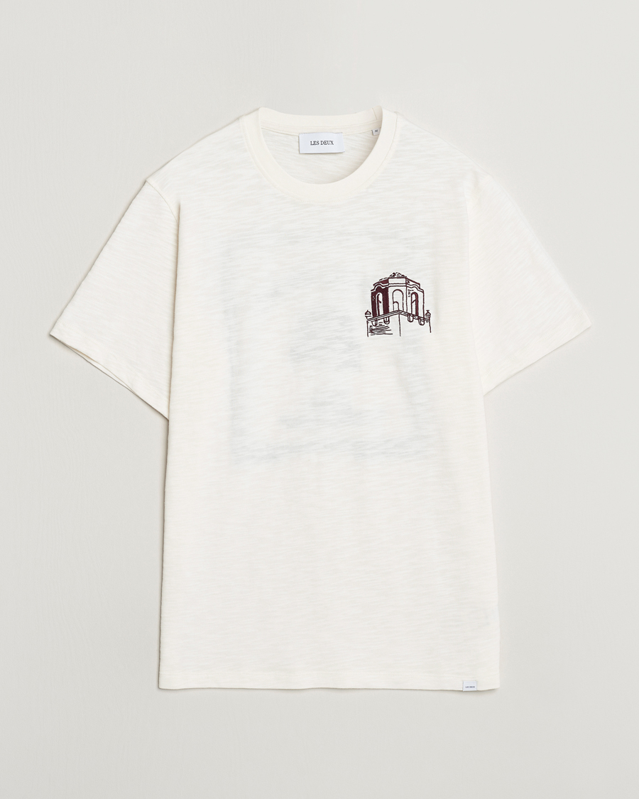 Men | T-Shirts | LES DEUX | Hotel Embroidery T-Shirt Ivory