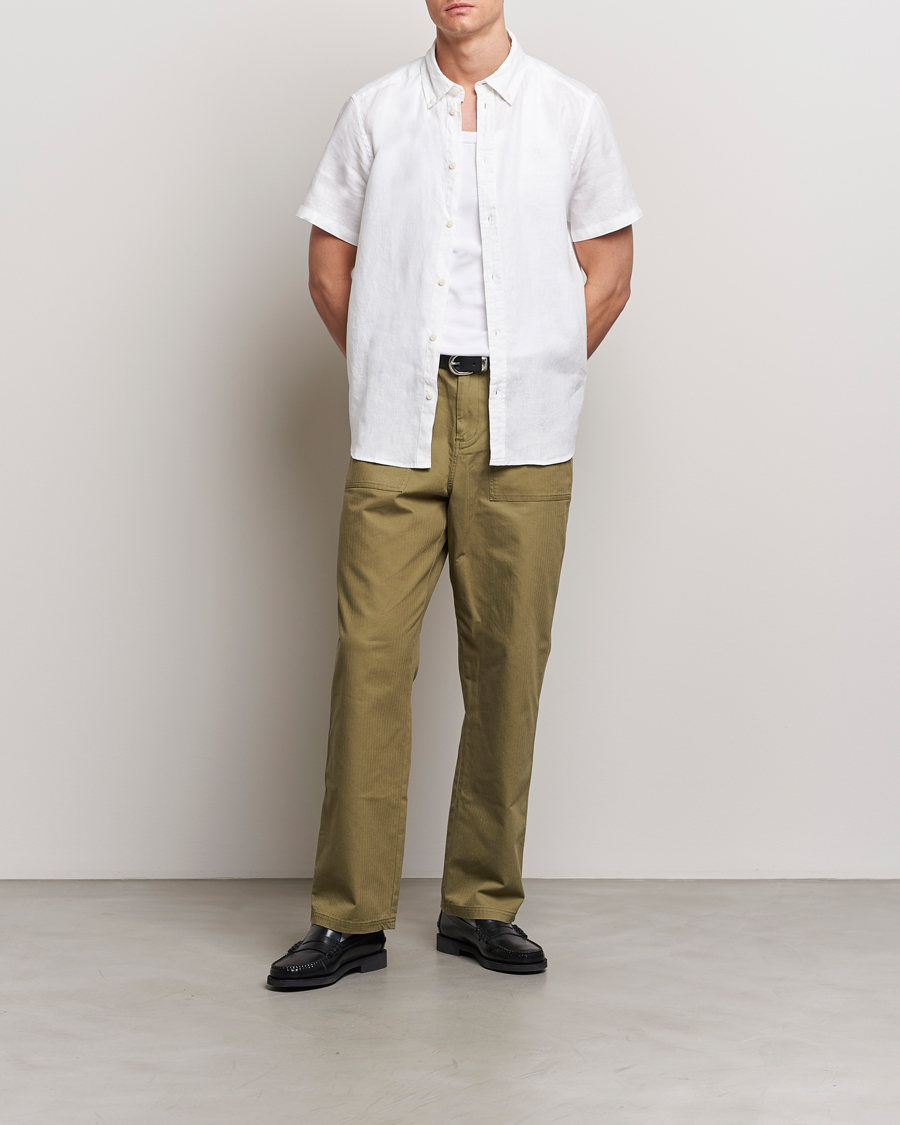 Men | Shirts | LES DEUX | Kris Short Sleeve Linen Shirt White