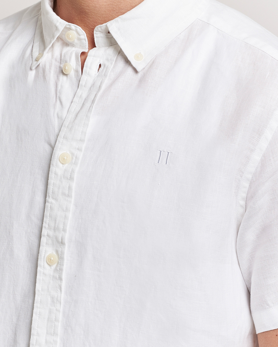 Men | Shirts | LES DEUX | Kris Short Sleeve Linen Shirt White