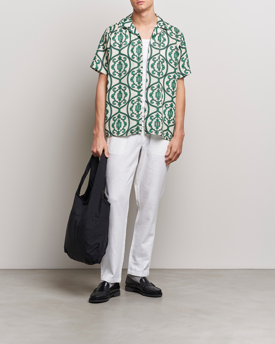 Men | Shirts | LES DEUX | Ornament Print Tencel Shirt Ivory/Green