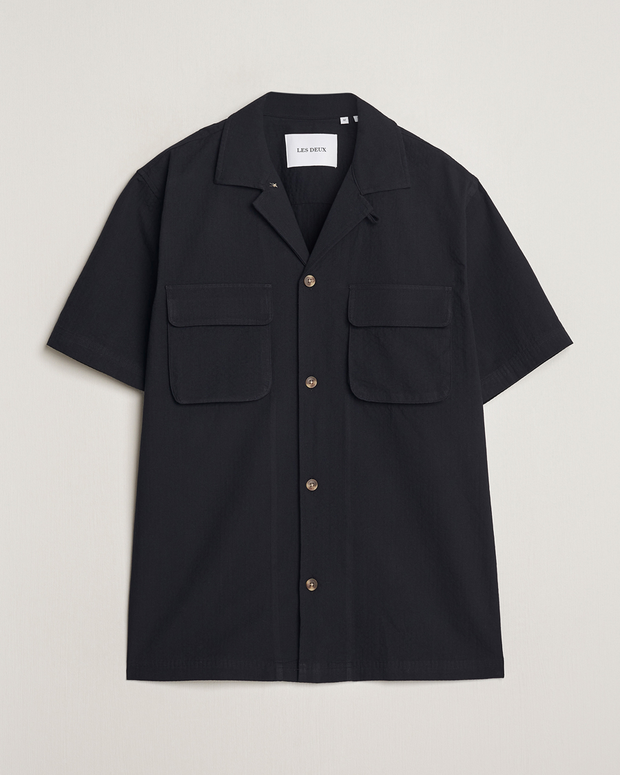 Men | Shirts | LES DEUX | Osmund Seersucker Shirt Black