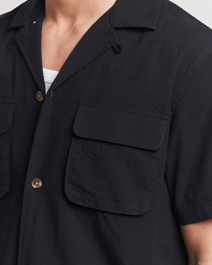 Men | Shirts | LES DEUX | Osmund Seersucker Shirt Black