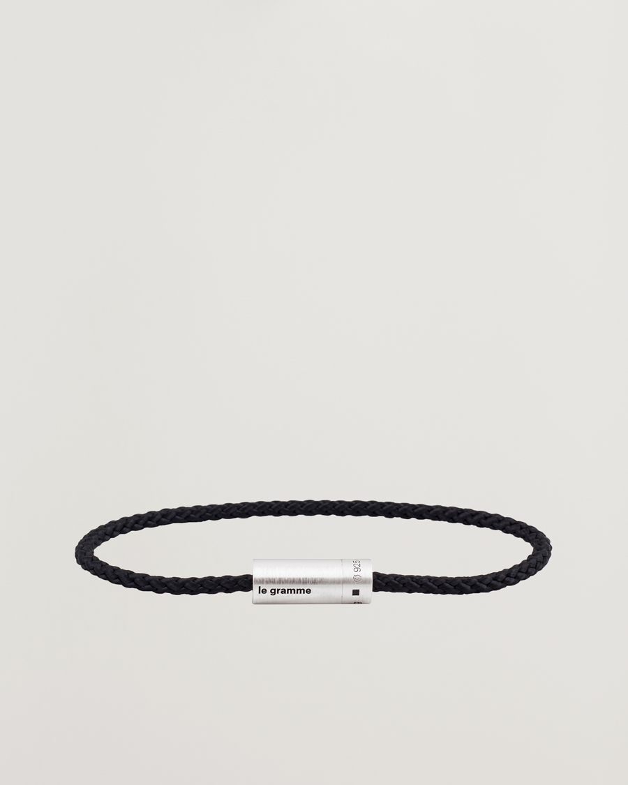 Men | Jewellery | LE GRAMME | Nato Cable Brushed Bracelet Black/Sterling Silver 7g