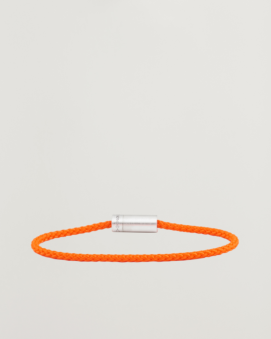 Men | Jewellery | LE GRAMME | Nato Cable Brushed Bracelet Orange/Sterling Silver 7g