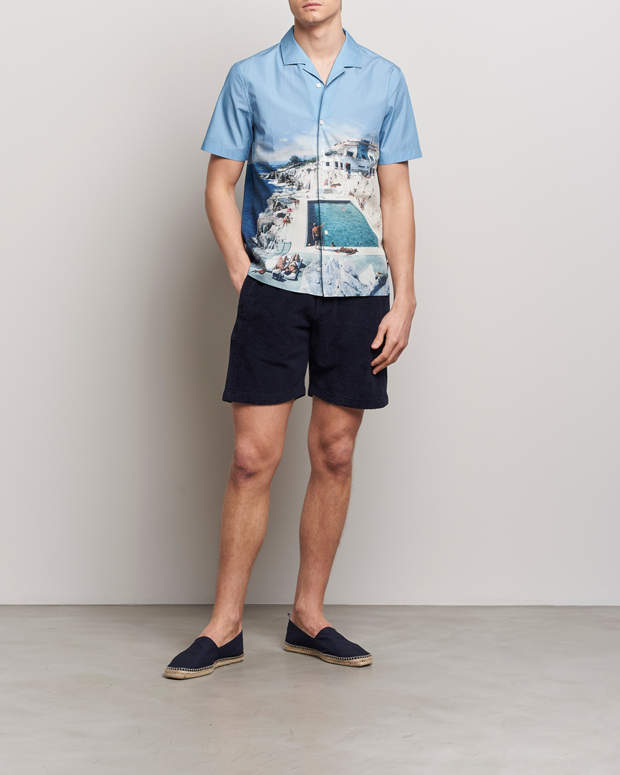 Men | Shorts | Orlebar Brown | Afador Mix Texture Towelling Shorts Night Iris