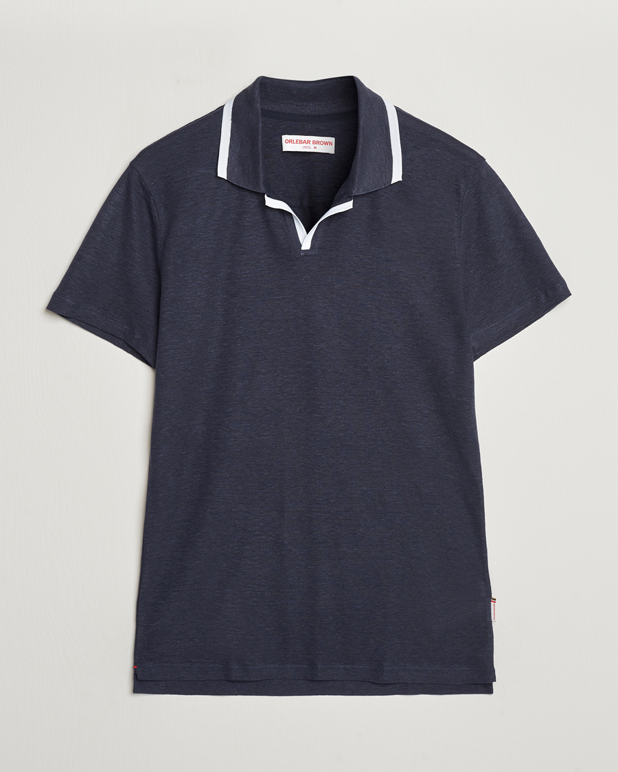 Men | Polo Shirts | Orlebar Brown | Felix Linen Pique Polo Night Iris