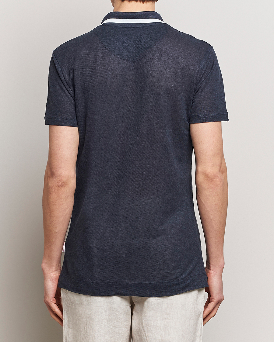 Men | Polo Shirts | Orlebar Brown | Felix Linen Pique Polo Night Iris