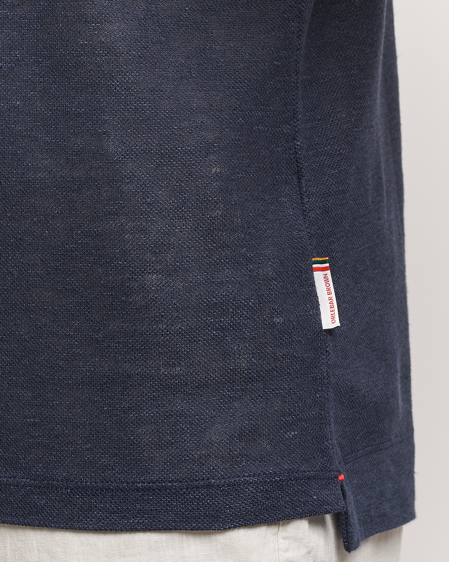 Men | Polo Shirts | Orlebar Brown | Felix Linen Pique Polo Night Iris