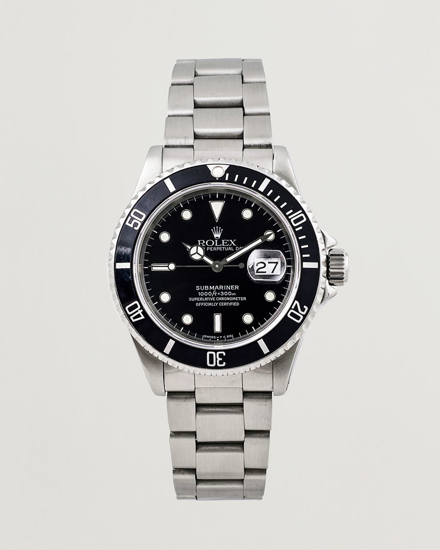 Men | Rolex Pre-Owned Submariner 16610 Oyster Perpetual Steel Black Silver | Rolex Pre-Owned | Submariner 16610 Oyster Perpetual Steel Black Silver