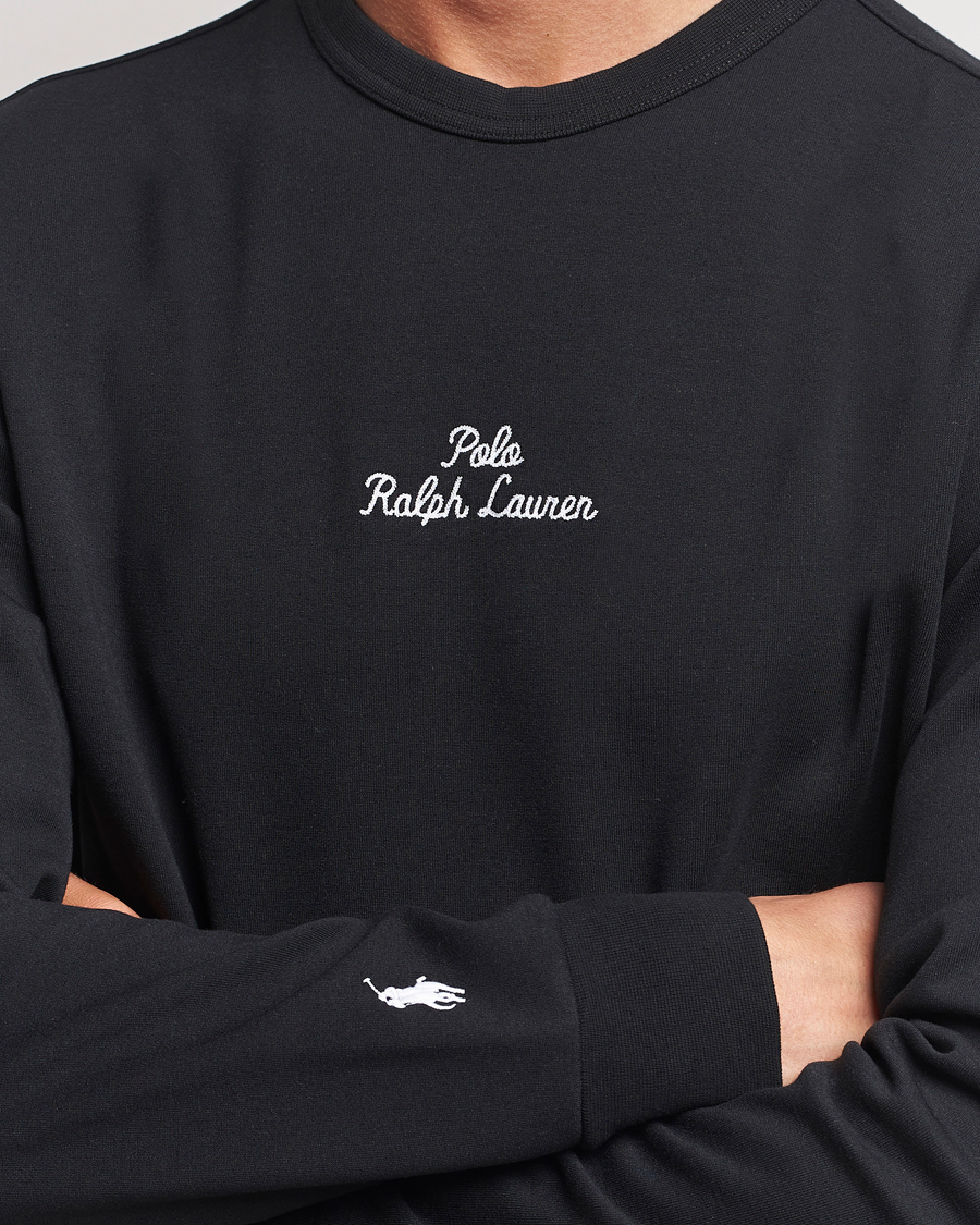 Men | Sweaters & Knitwear | Polo Ralph Lauren | Center Logo Crew Neck Sweatshirt Black